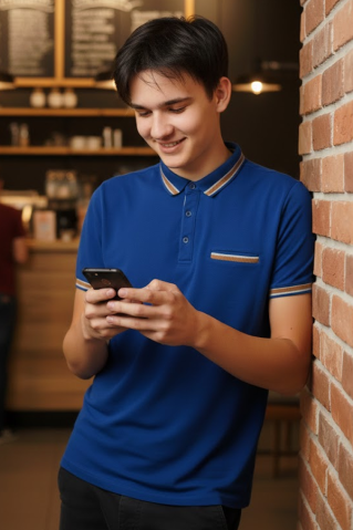 Slim fit polo majica Leon indigo