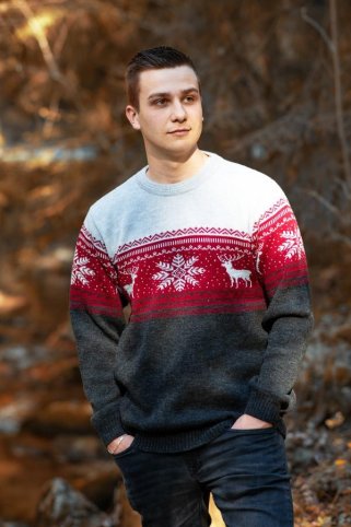 Muški norveški džemper Nero – jelen, tamnosiv