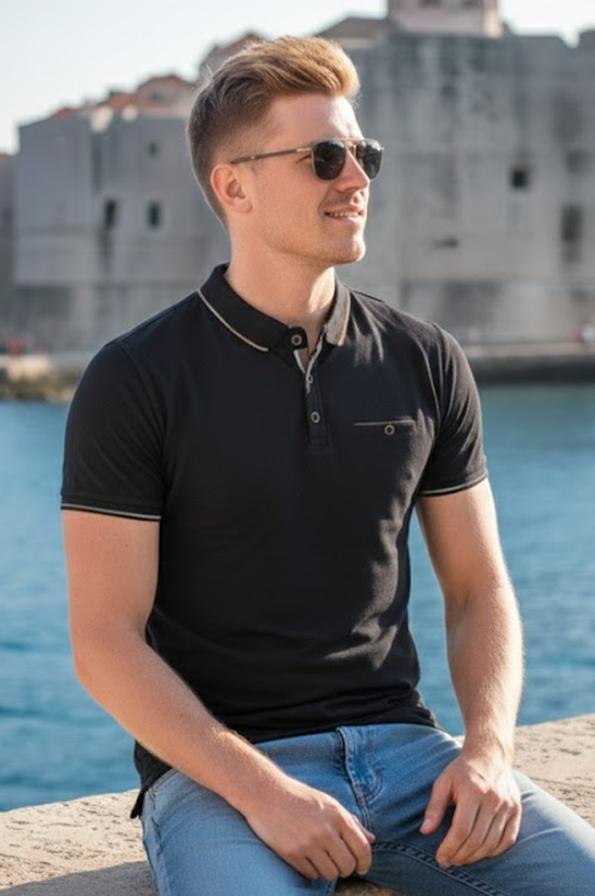 Muška crna polo majica Pedro