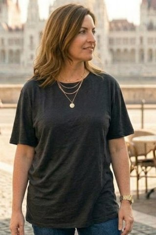 Črna ženska majica 100 % bombaž | Postavo poudari kroj do 4XL | Ewident