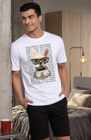 Espressodog Herren-Pyjama – Schwarz-Weiß