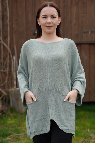 Női elegáns zold pulóver Ninka