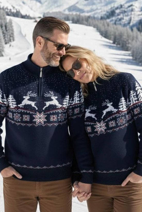 Muški džemper s jelenom Oliver-Z plavi | Zimski džemper | Ewident