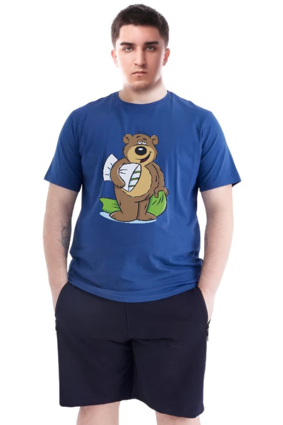 Muška plava pidžama Macino – kratki rukav, duge hlače 3XL–6XL