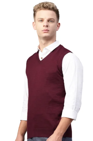 Pánska hladká pletená vesta JVP2037BB bordo