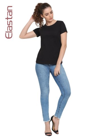 Damen-T-Shirt mit kurzen Ärmeln Schwarz