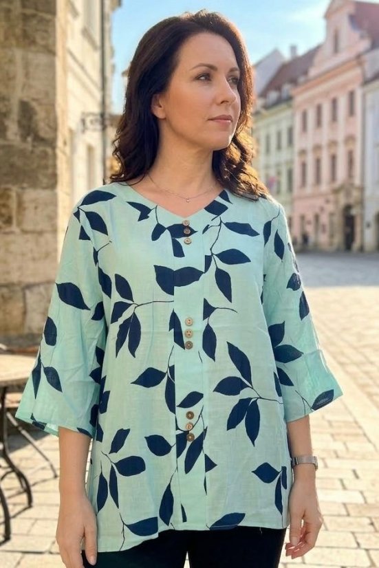 Ženska lahka poletna bluza mešanica bombaž - lan