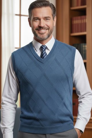 Vestă tricotată fin NovoBB albastru