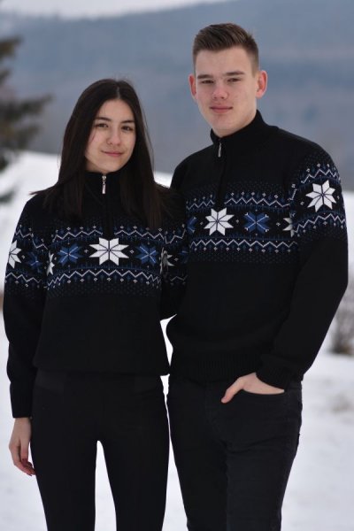 Pánsky svetr s norským vzorem Miro Z černá