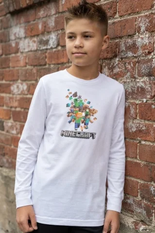 Minecraft detské tričko biele
