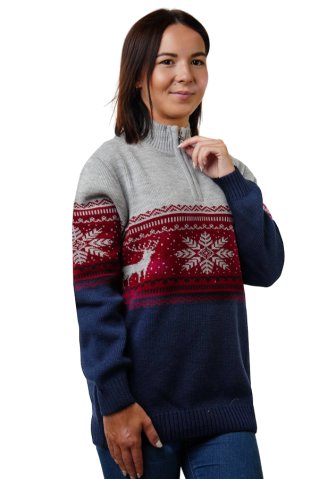 Damski norweski sweter wełniany Nera-Z – granatowy