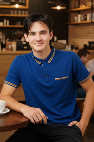 Slim fit polo majica Leon indigo