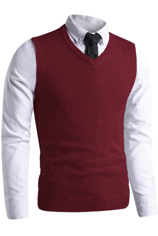 Glatki pleteni prsluk P2037BB bordo