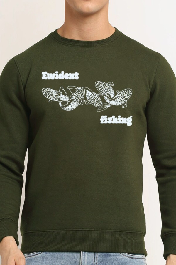 Férfi pulóver horgászoknak Manyfishes zöld nyomattal