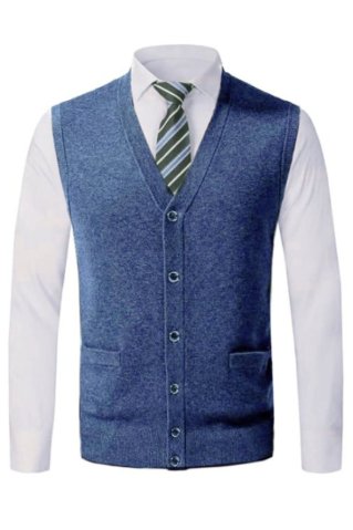 Herren Strickweste Ewident jeansblau | Wollmischung