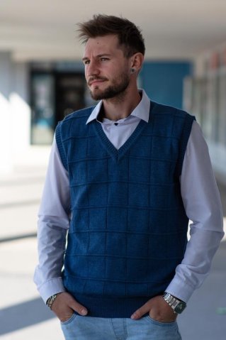 Muški pleteni prsluk Neon BB plave boje