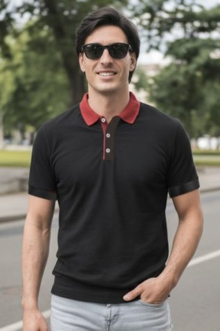 Tricou polo negru bărbați cu mânecă scurtă Noris