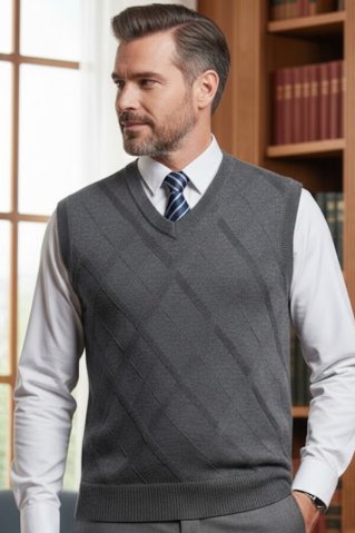 Muški pleteni prsluk NovoBB sivi