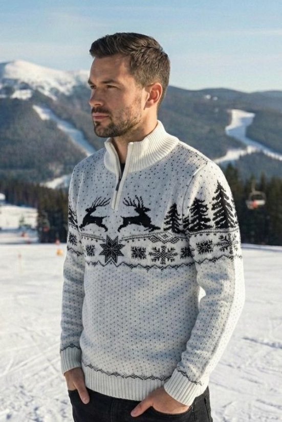 Muški džemper s jelenom Oliver-Z natur | Topli zimski džemper