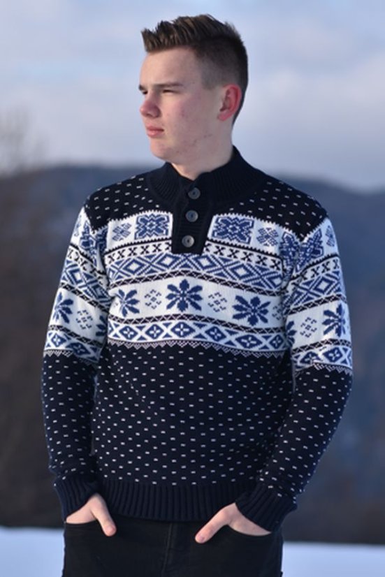 Muški pulover na kopčanje Kevin navy