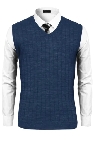 Pánska pletená vesta Kocka BB modra