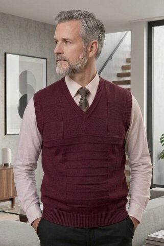 Muški pleteni prsluk Ewident – Elegantno pletivo, bordo