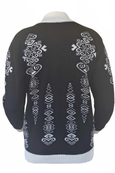 Folk-Z norvég mintás pulóver fekete-natur