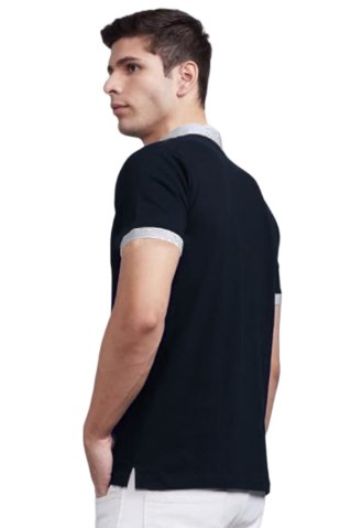 Męska niebieska koszulka polo z krótkim rękawem 44258