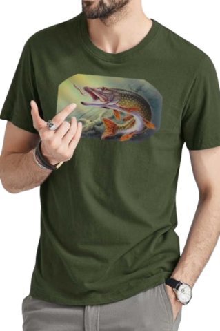 Fisherman férfi póló Fish7 zöld