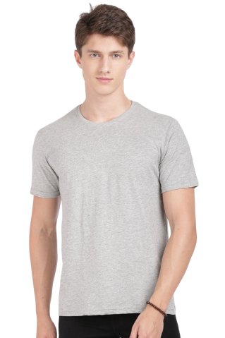 Men's grey T-shirt, 92% cotton – 8% elastane