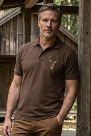Vadász barna színű Ewident Deerhead vadász pólóingben a természetben.
