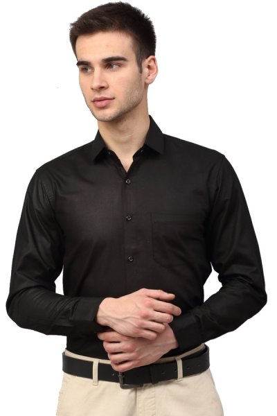 Elegantna moška srajca z dolgimi rokavi v črni barvi 44541