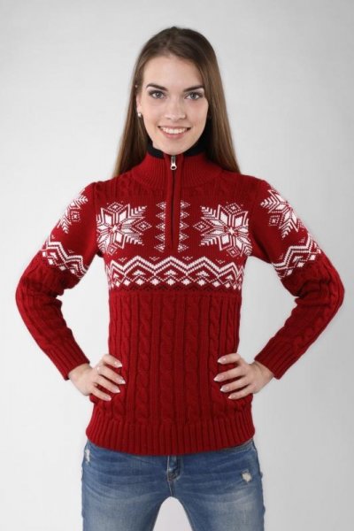 Ženski norveški pulover KIRKA-Z bordo