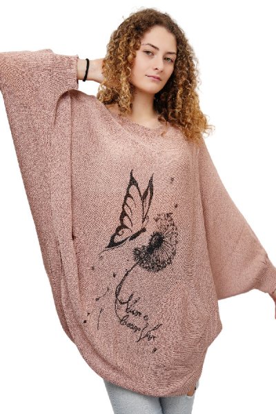 Dámský elegantní pulovr Butterfly pink