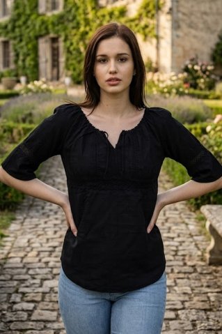 Čierna krojová blúzka EWT143