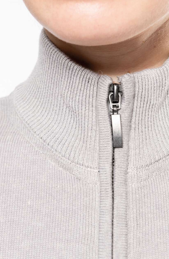Dámsky sveter na dlhý zips 44962 siva