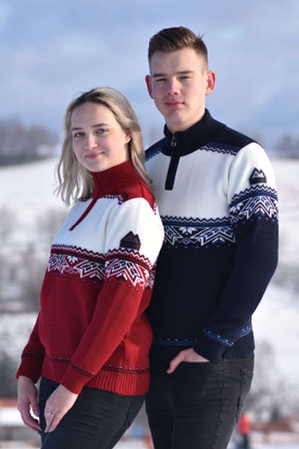 Udoben norveški pulover s trojanskim ovratnikom Parkera-Z bordo
