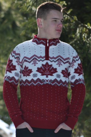 Muški norveški pulover – Javorov list vinska