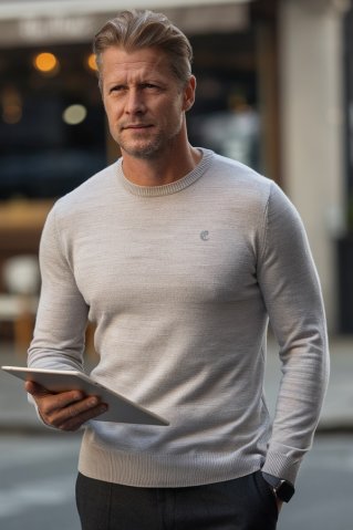 Klasični sivi pulover za muškarce, 100% pamuk