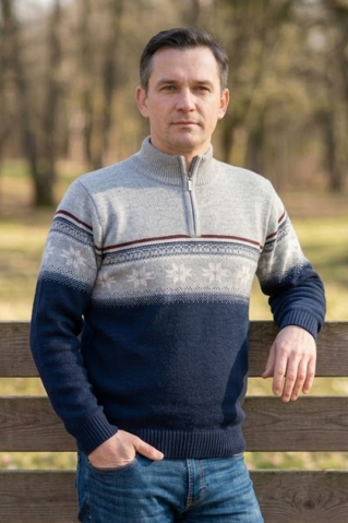Sivý nórsky vlnený sveter Nolan-Z