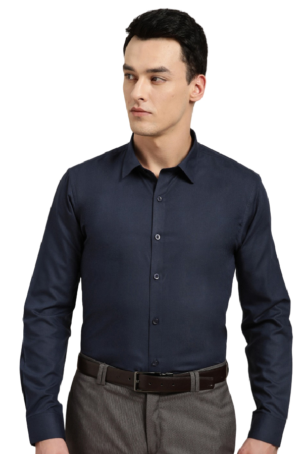 Moška modra srajca z dolgimi rokavi 44513