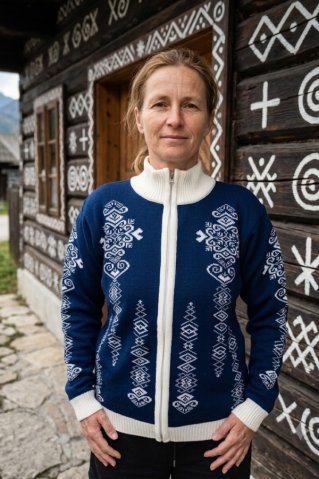 Dámský  norský svetr FolkaAZ navy-natur