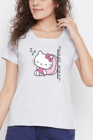 Pijamale scurte dama Hellokitty gri