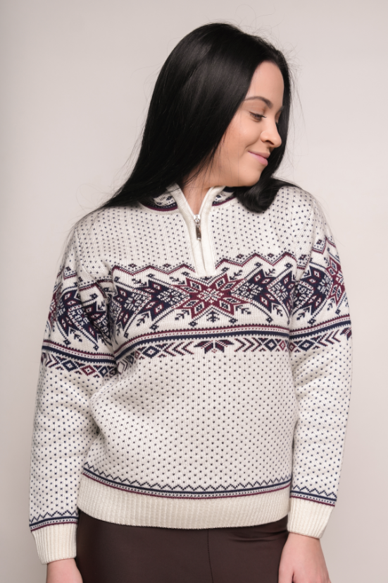 Ženski pleteni norveški pulover Igora-Z – naravna barva