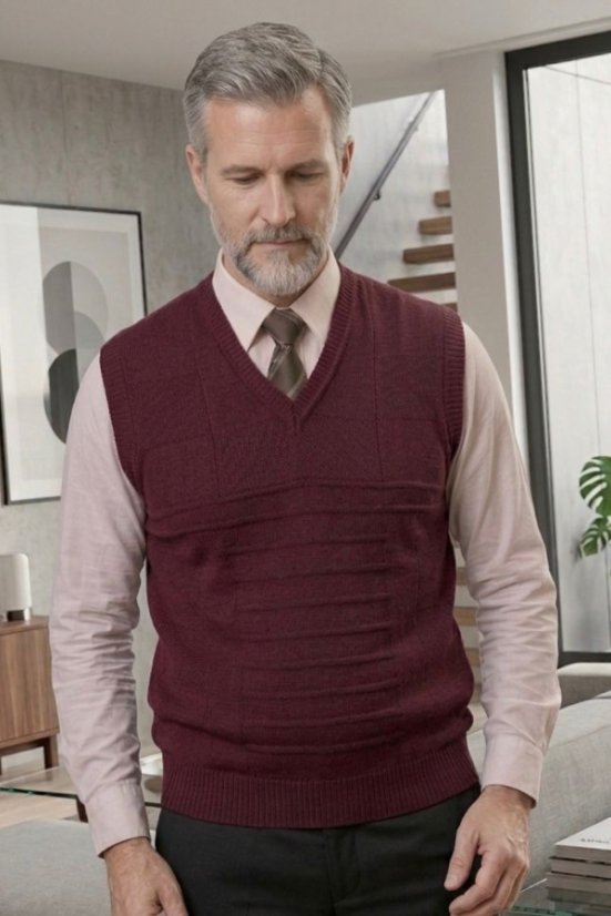 Muški pleteni prsluk Ewident – Elegantno pletivo, bordo