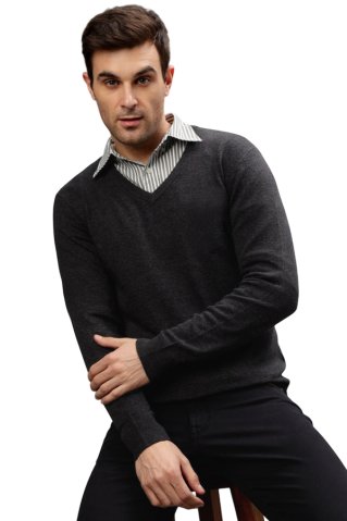 Jednobarevný pulovr tmavo šedá