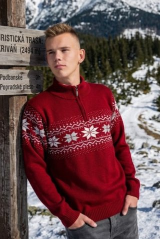 Muški bordo džemper s norveškim uzorkom Miro-Z