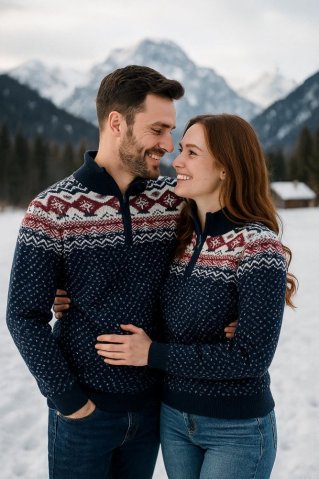 Roana – damski norweski dzianinowy sweter w niebieskim kolorze