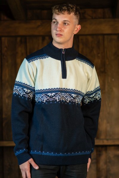 Pánsky sveter s nórskym vzorom Parker Z modrá