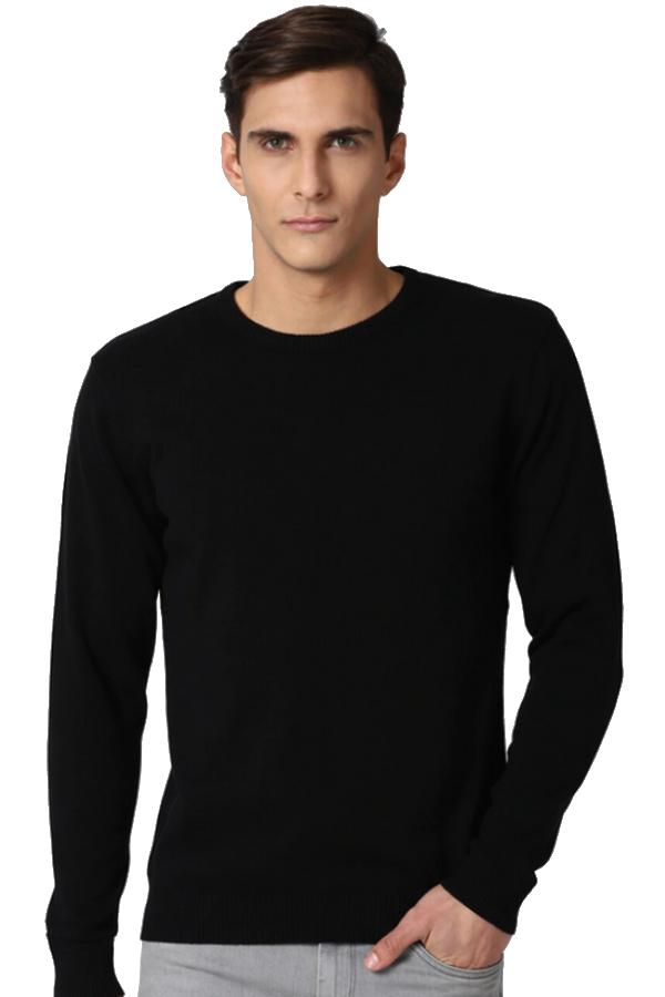 Jednofarebný bavlnený pulóver čierna P2037B